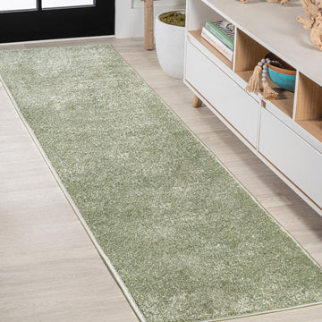 Haze Solid Low-pile Area Rug Green